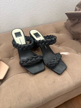 Dolce Vita Black Braided Double-Strap Heels